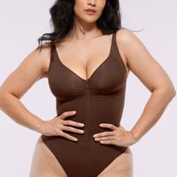 Sleeveless Zipper Front Thong-Brown
