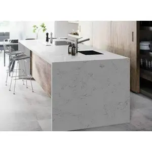CARRARA WHITE POLISHED QUARTZ - 127inch x 65inch x 3/4inch - (57.33 sqft per slab)