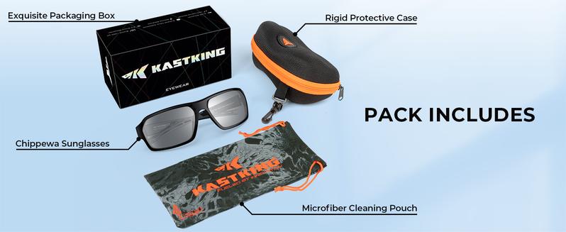 KastKing Chippewa Polarized Fishing Sunglasses UV400 Protection Full Wrap Frame Sports Cycling Sunglasses 1.0mm TAC Lenses Impact Resistant Oleophobic Coating