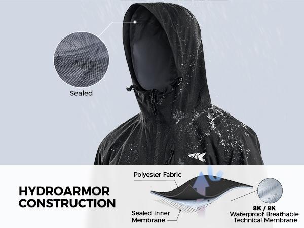 KastKing HydroArmor Lightweight Rain Jacket, 2.5-Layer Waterproof Fishing Hiking Rain Suit for Men, Packable Rain Gear