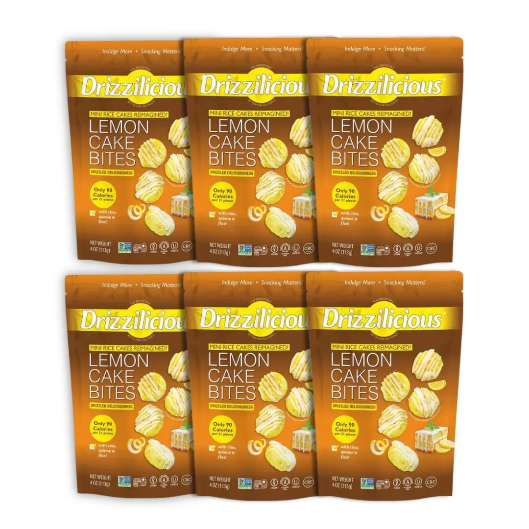6 Pack - Drizzilicious Lemon Cake Mini Rice Cakes - New Flavor
