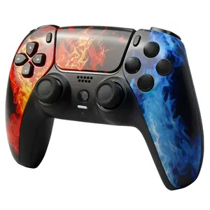 POGRIKO Wireless Controller for P5 Controller Compatible with PS5/Pro/Slim Console with Dual Vibration, 6-Axis Gyro Sensor, 3.5mmAudio Jack, Support microphone function-Ice & Fire