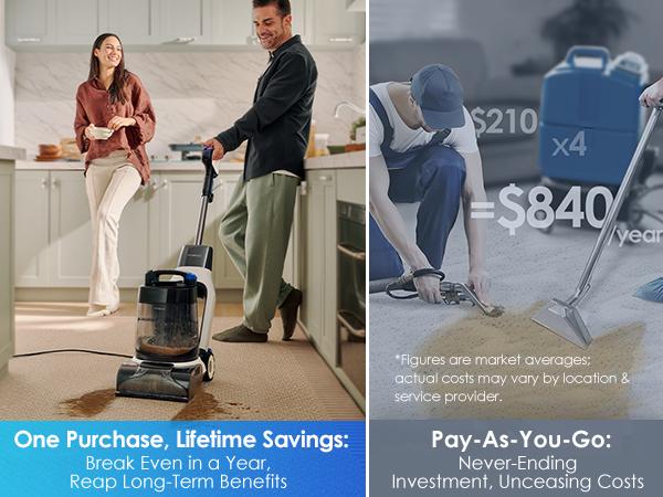 Tineco CARPET ONE Cruiser Smart Carpet Cleaner with Self-Cleaning FlashDry Technology 167℉ PowerDry 130W Suction for Deep Cleaning of Carpets & Upholstery