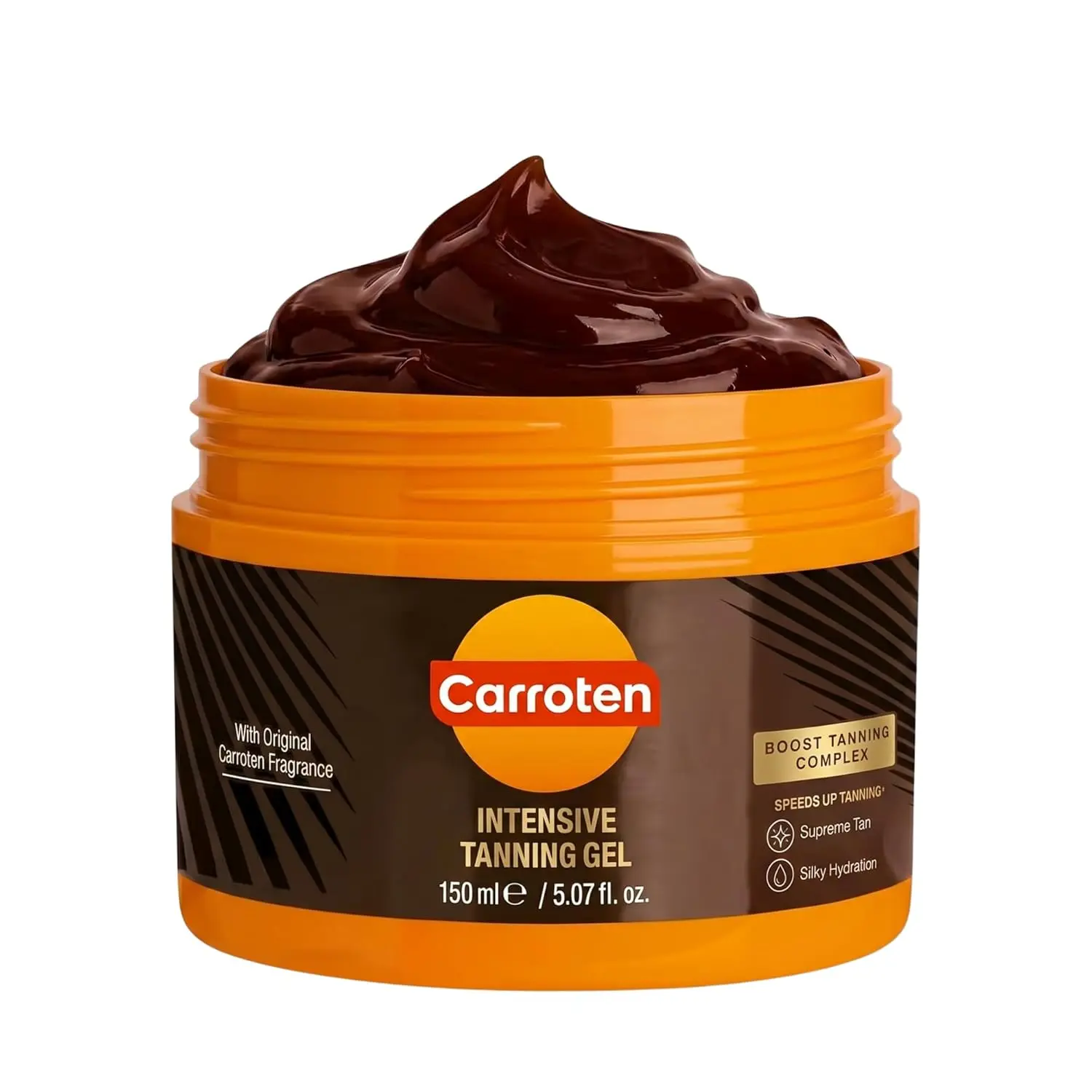 Carroten Intensive Tanning Gel | Browning Tan Accelerator | Non-Greasy, Water-Resistant with Carrot & Coconut Oil | Vitamin A & E For Moisture & Hydration | 5 Fl Oz
