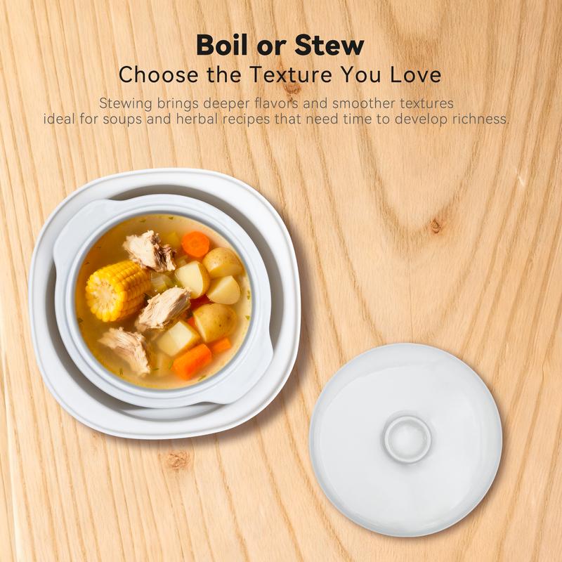 TazTir Electric Stew Pot Small Slow Cooker 1QT Smart Appointment Ceramic Interior Pot Automatic Multifunction Rice Cooker Electric Stew for Home Kitchen Chocolate Fondue Mug Set