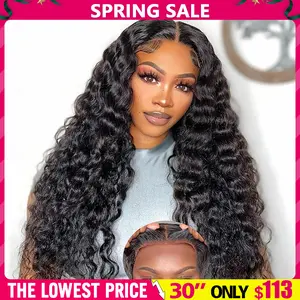 Glueless Wigs Deep Wave Human Hair 6x4 7x5 9x6 Pre Plucked Pre Cut Hd Lace Closure Ready and Go Deep Wave Curly Lace Front Wigs for Black Women Wet and Wavy Natural Hairline