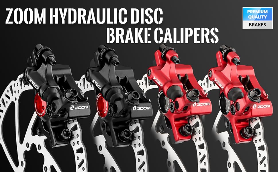 Zoom Hydraulic Disc Brake Calipers: HB-100 MTB Bike Disc Brakes Front & Rear Caliper Set for Mountain, Road Bicycle and E-Bike Zoom Hydraulic Disc Brake Calipers: HB-100 MTB Bike Disc Brakes Front & Rear Caliper Set for Mountain, Road Bicycle and E-Bike
