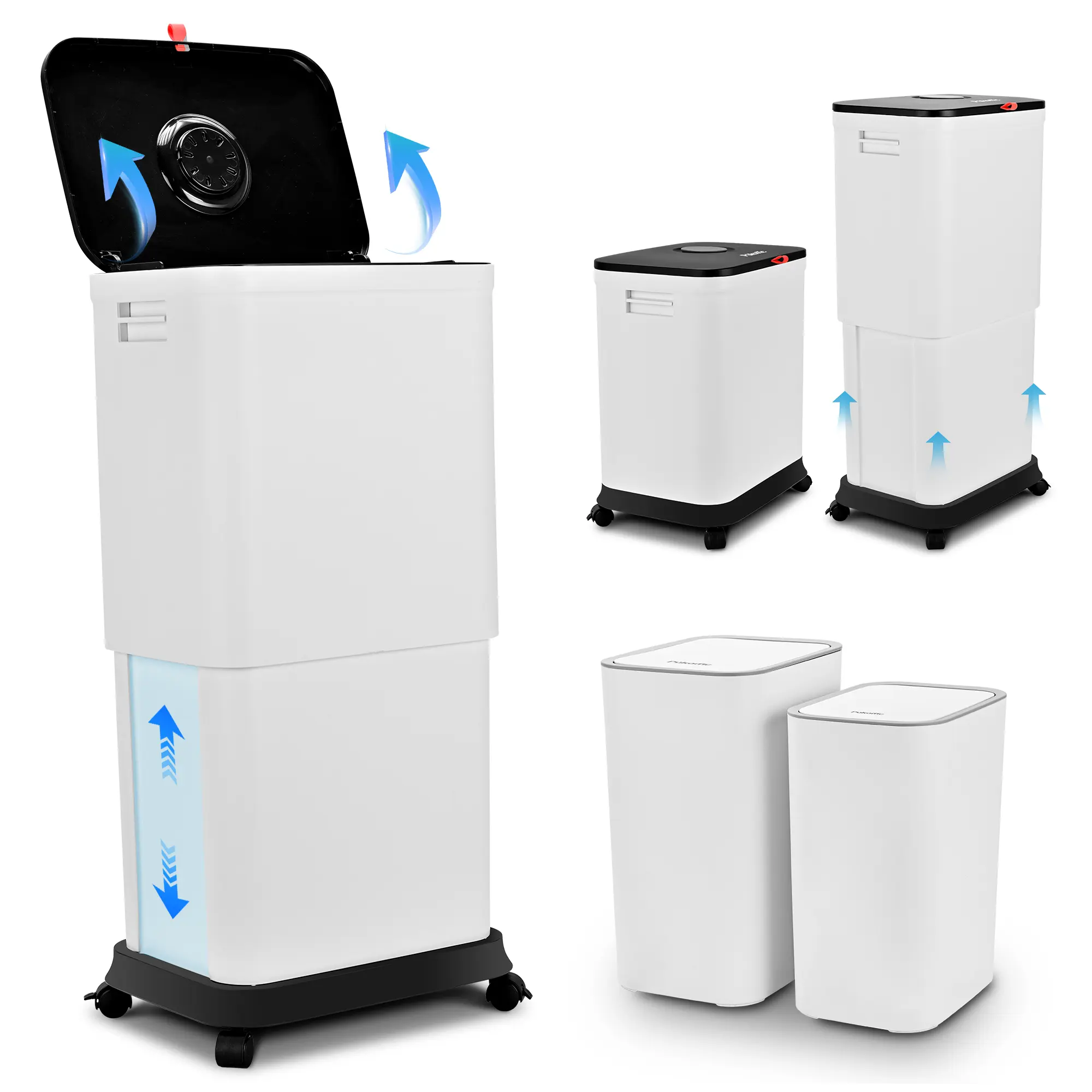 Pukomc Telescopic Trash Can Kitchen, 8L-45L Slim Plastic Home Trash Can with Lid, Odor Isolation, Height Adjustable, Indoor/Outdoor Under Kitchen Counter Bin summerwins,dorm essentials,home essentials homeessentials