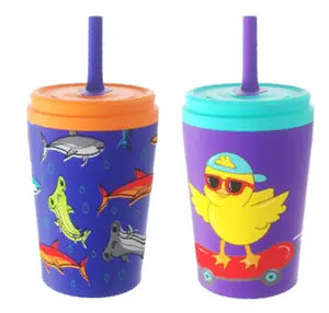 COOL GEAR 2-Pack  12 oz Slate Stainless Steel Tumbler with Straw Lid, Reusable Tumbler