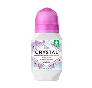 CRYSTAL Mineral Deodorant Roll-On Unscented Body Deodorant With 24-Hour Odor Protection, Aluminum Chloride & Paraben Free, 2.25 FL OZ (Packaging May Vary)