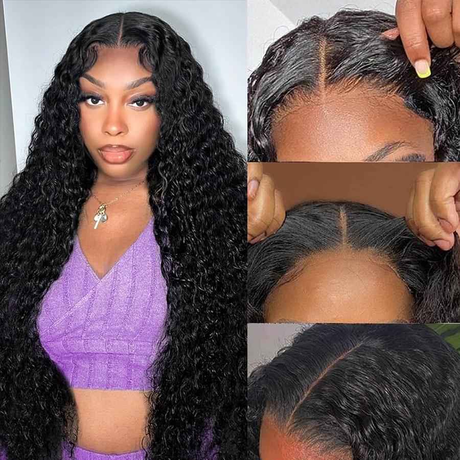 Pizazz Hair Water Wave Pre Cut Lace Pre Bleached Knots 8x5 HD Glueless Wigs Human Hair Wigs