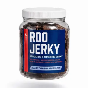 100% Natural Kangaroo & Turmeric Jerky (1 Pound Value Bucket.) Healthy Dog Chew Treat - Hypoallergenic - Ethically Sourced Human Grade Kangaroo Meat