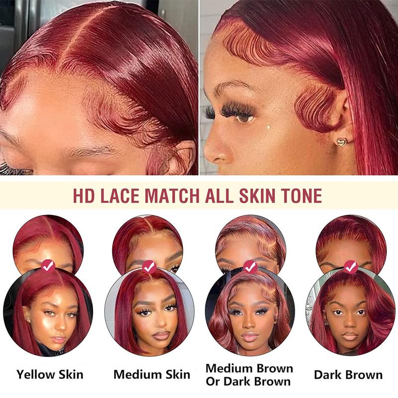 BABOSHOW 4# Ginger Brown Lace Front Wig Human Hair Body Wave 13x6 HD Transparent Lace Front Wigs Pre Plucked Straight 99J Burgundy Colored Brown Wig Human Hair Wigs For Black Women