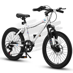 Bike 20 Inch Kids' Bike, Boys Girls Mountain Bike Ages 6-12, 7 Speed Teenager Children Kids' Bicycles, Front Suspension Disc Brake Rear V-Brake, High Steel Frame