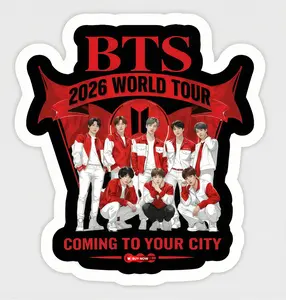 K-Pop World Tour 2026 Sticker, OT7 Concert Fan Decal, Music Festival Collectible, Aesthetic Gift Idea