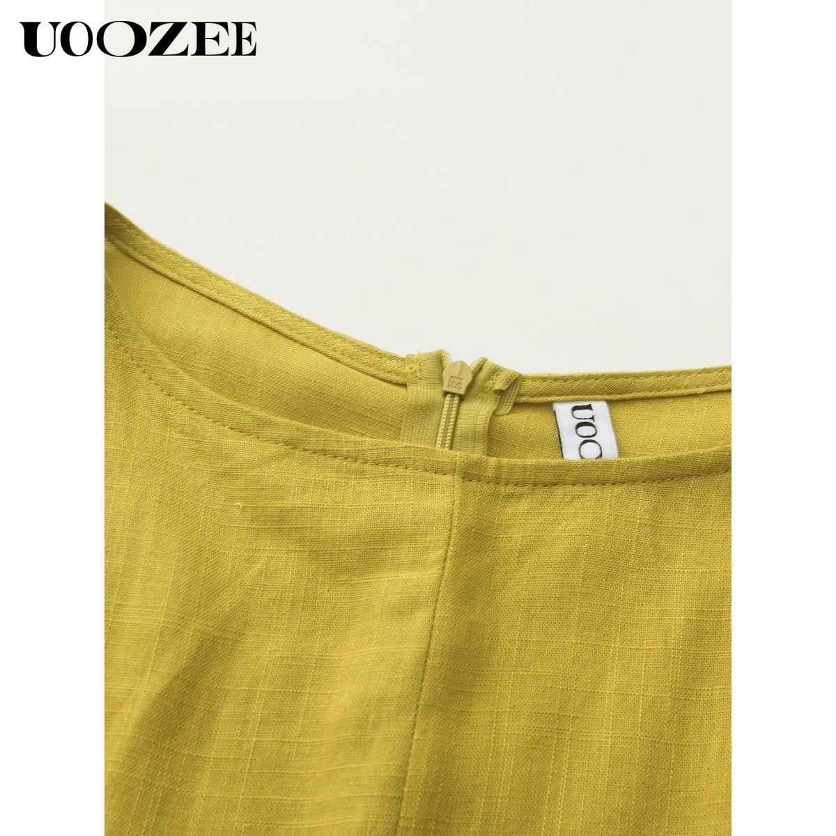 Women's Half Sleeve Loose Plus Size Long Skirt - Solid Color, Round Neck, Casual Summer Comfort, Daily Elegance, Linen Fabric, Comfortable and Breathable, Daily, Commuter Dress Springtok (the size is too large, it is recommended to order a size smaller)