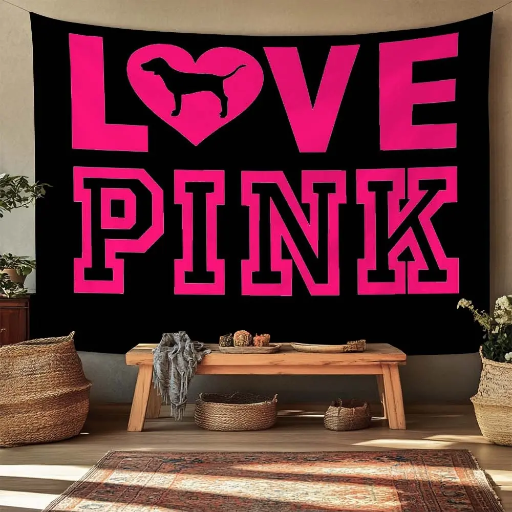 Heart Text Wall Hanging Decor, Large Fashion Art Theme Background Cloth, Modern Room Decoration, Indoor Living Area Bright Color Contrast Canvas, Wall Hanging Tapestry