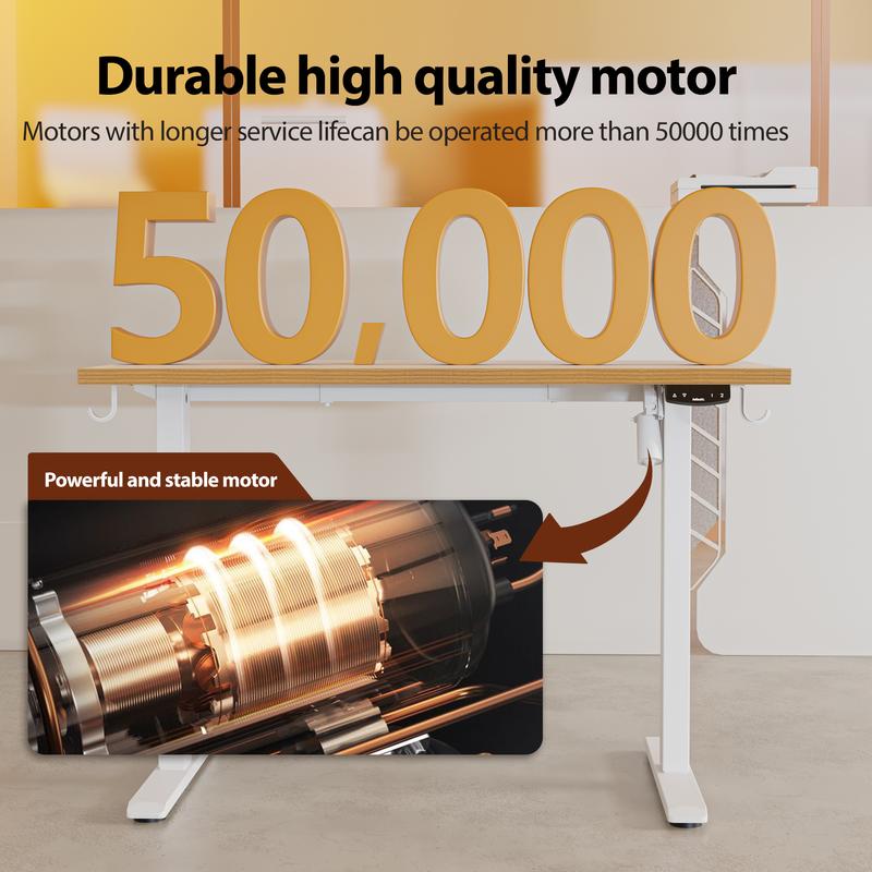 Agilestic 63 Inch Adjustable Electric Standing Desk,Morden Sit to Stand Desk,Computer Desk for Home Office Workstation,Oka/White/Black/Rustic Brown