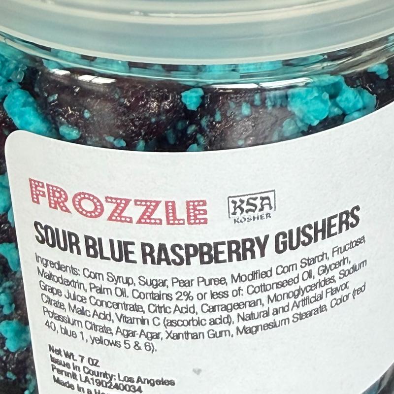 Sour Blue Raspberry Gushers - Bold Tart & Sweet Candy Treat - Kosher Parve - 7 OZ Jar - Perfect for Unique Snacking Experience trending sour blue gushers trending candy