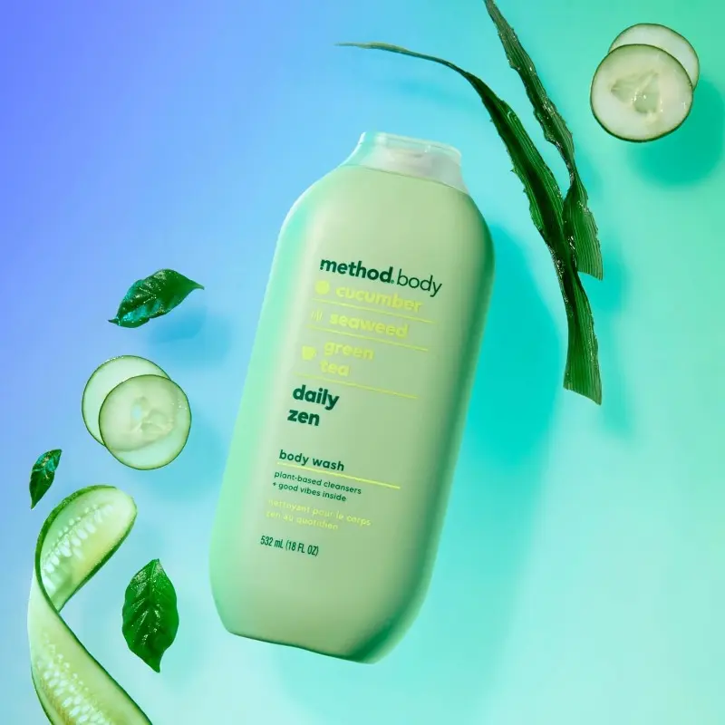 Method Daily Body Wash Phthalate-Free and BPA-Free 18 oz 1 Pack Gel Cucumber men hygiene items
