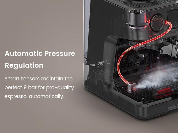 COWSAR Espresso Machine, 58mm professional brewing system, dual boiler system, PID intelligent temperature control, integrated conical burr grinding system, espresso machine with 58mm stainless steel funnel