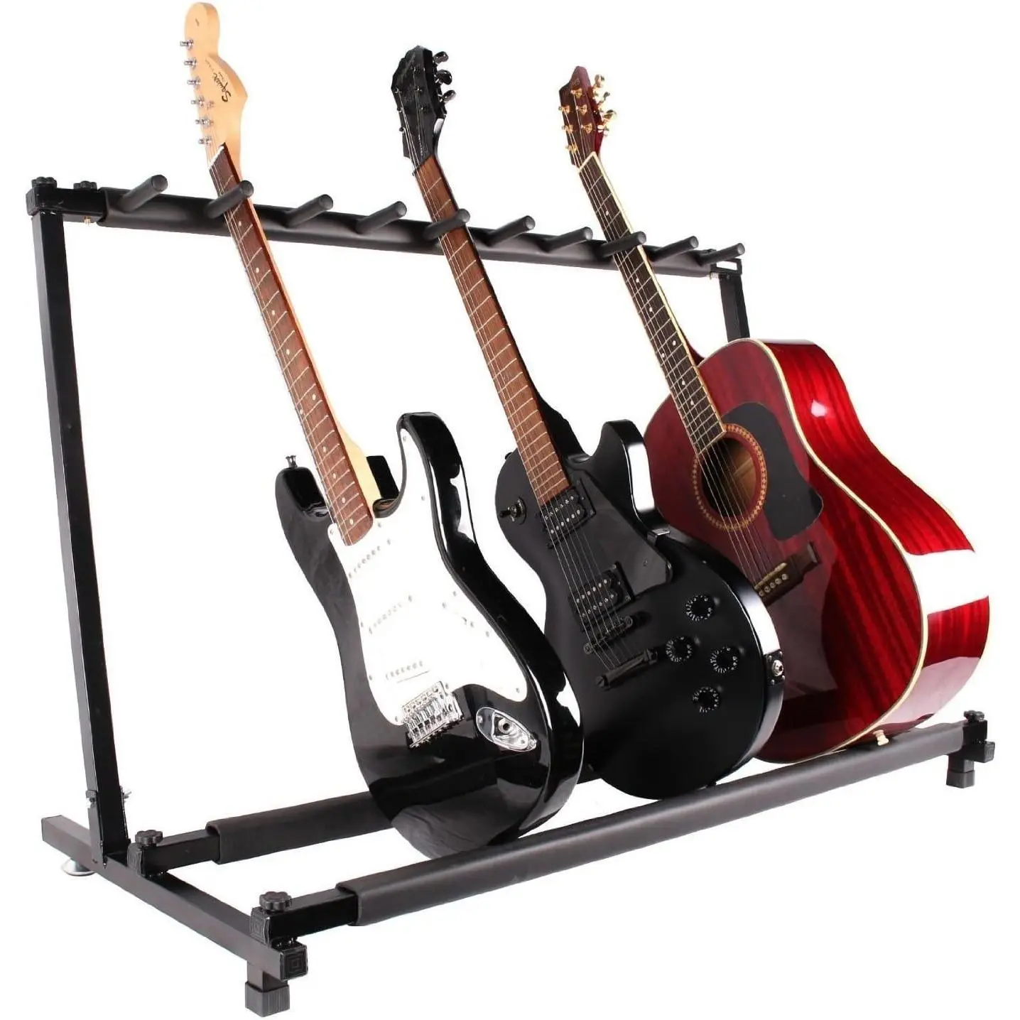 Glarry Sturdy Foldable Black Iron 9-Holder Guitar & Bass Stand Rack, Portable Music Accessory That Fits Acoustic Guitars, Stays Put, Easy Transport, Folds Up for Easy Transport, Gift Ideas For Music Lovers, Multi-Guitar Stand Guitars & Gear Accessories ti