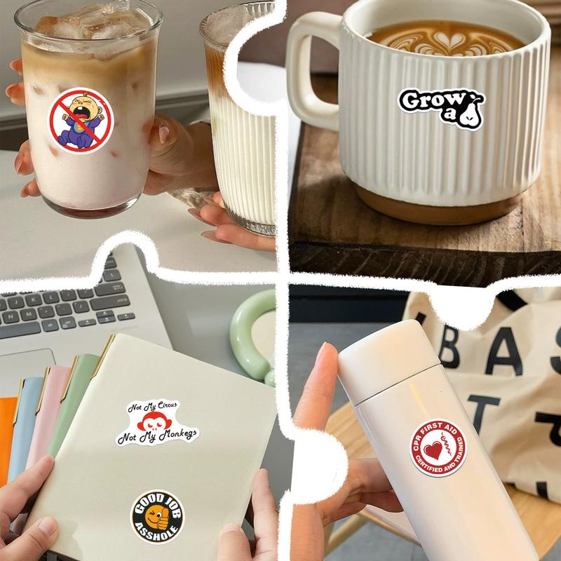 Funny Sticker Pack for Adults,150PCS Funny Saying Sticker Pack - Snarky,Random Sarcastic Bold Humor Vinyl Waterproof Meme stickers for laptop, computer, water bottle, ipad, phones bumper folding chair Durable sticker pack(Random)
