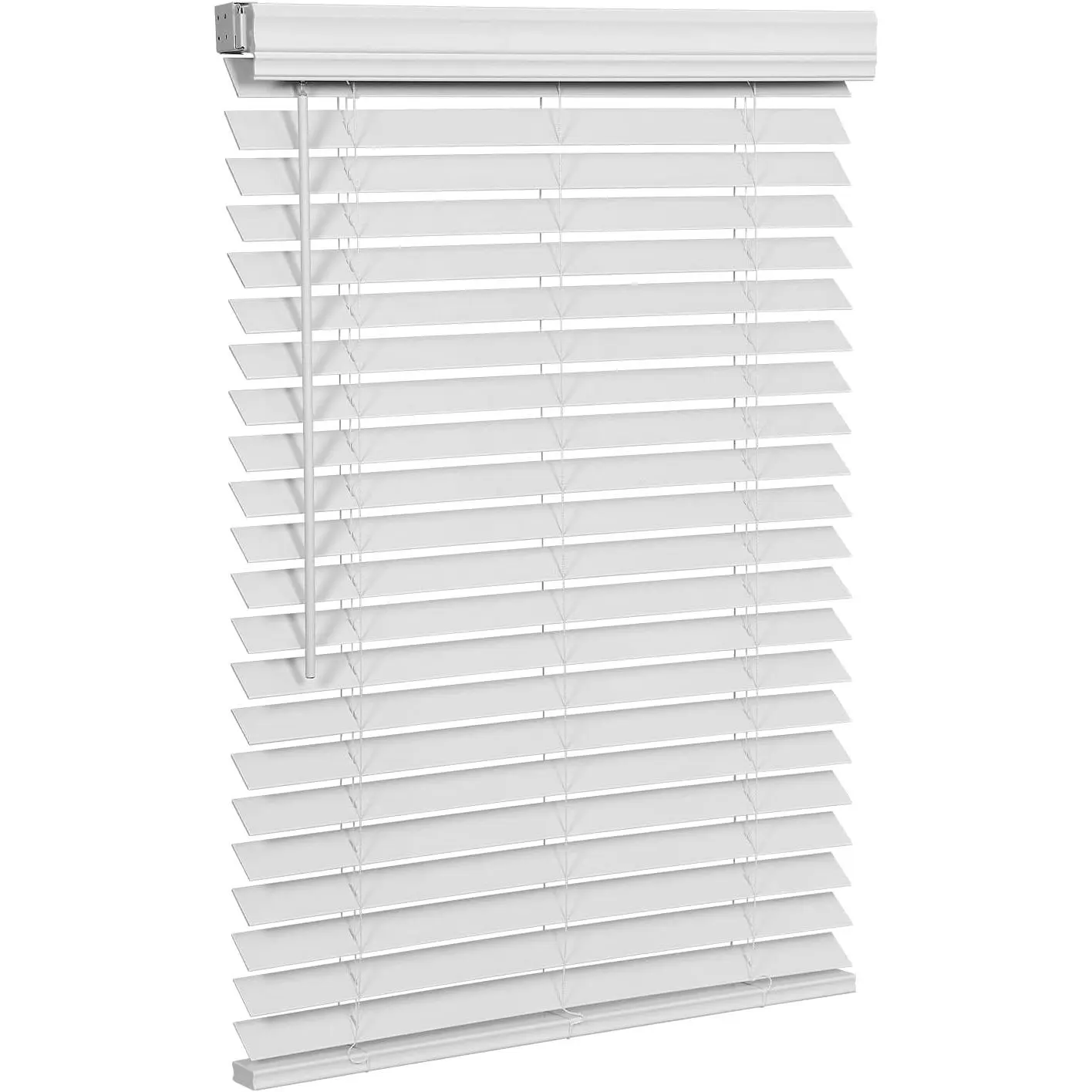 LUCKUP 2" Slat Faux Wood Blinds with Crown Valance- Cordless Horizontal Blinds Room Darkening Blinds for Windows Bedroom, Bathroom, Living Room, Glass Door Interior Decor