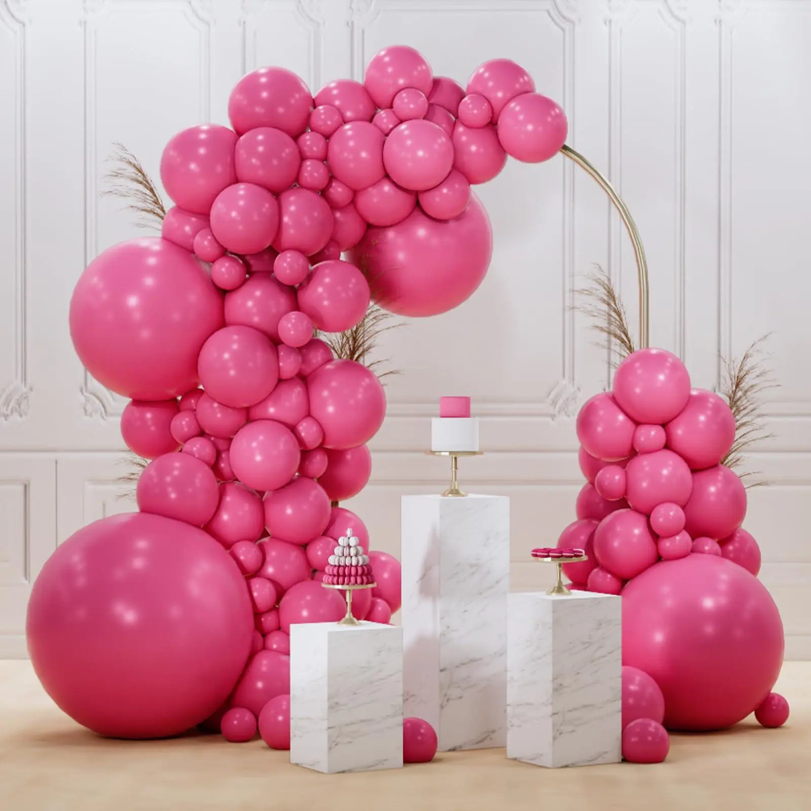 PartyWoo Thick Hot Pink Balloon Arch Kit, 99 Pcs with 36/18/12/10/5-Inch Magenta Fuchsia Balloons for Baby Shower, Wedding Decorations (Pink-Y12), Balloon Clusters Balloons, Colored Balloon Balloons