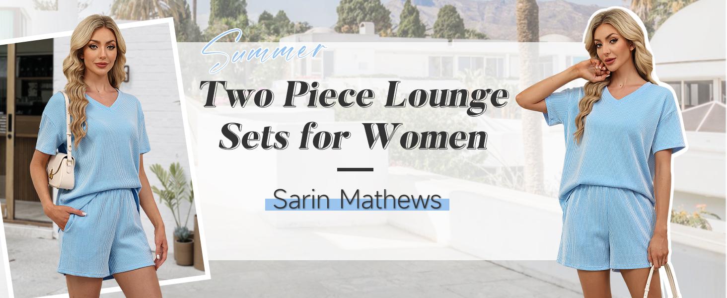 Women’s Ribbed 2 Piece Lounge Set, Short Sleeve Top and Shorts Matching Set for Casual Summer Outfits Women’s Ribbed 2 Piece Lounge Set, Short Sleeve Top and Shorts Matching Set for Casual Summer Outfits