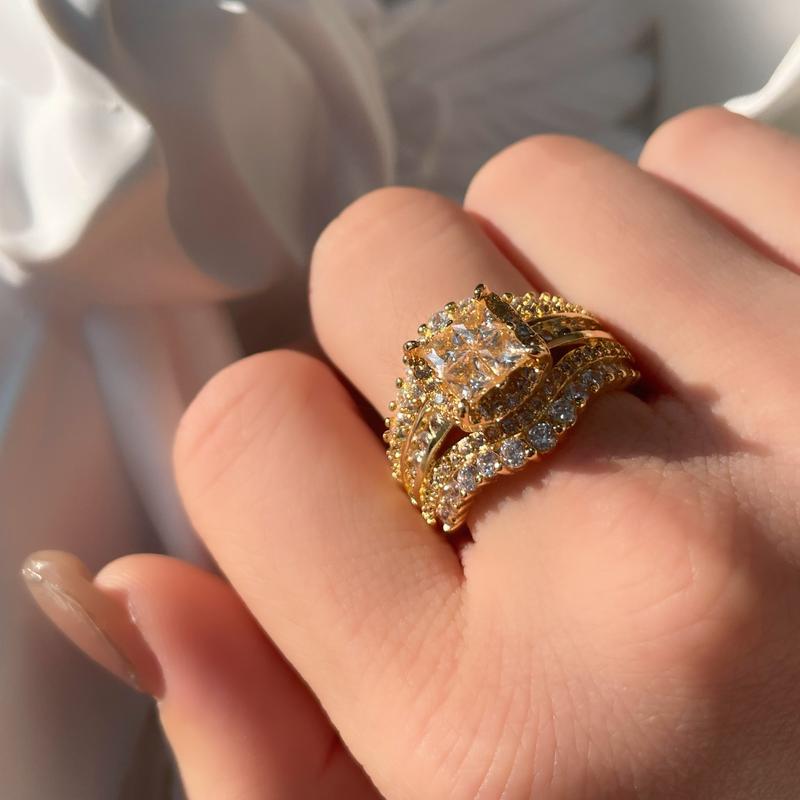 JJ CHIC Square Five-in-One Ring for Women, S925 Sterling Silver Micro Pave CZ Stones Halo Design - Perfect Gift for Girlfriend or Wife Jewelry Elegant Daily Wear Stunning Luxurious