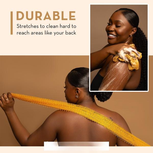African Exfoliating Net Sponge 45 Inches Long, Back Scrubber for Daily Use, Ethically Sourced from Nigeria Bath Personal Skin Exfoliation Flexible