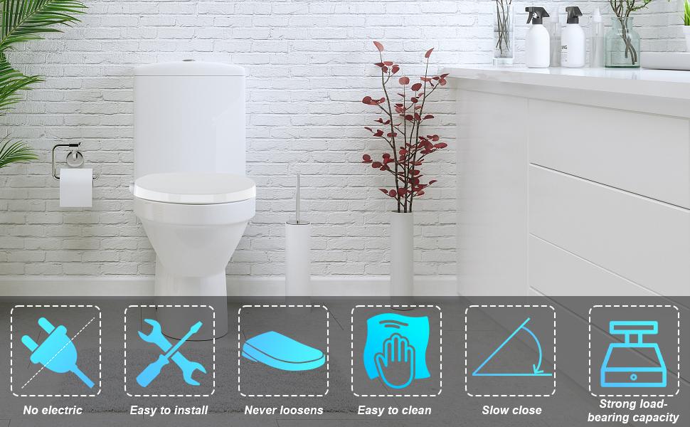 【GARVEE】Bidet Seat, Round Toilet Seat Slow Close, Non-Electric Bidet with Self Cleaning Dual Nozzles, Easy Installation