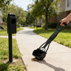 dog poop shovel - Lightweight & Hands-Free Scooper for Easy Hygienic Cleanup - 12.20"x5.51"x5.51" Compact Design for Storage & Transport bag dispenser pet tools foldable xl outdoor gear Tall Profile Heavy Duty Pooper Scooper