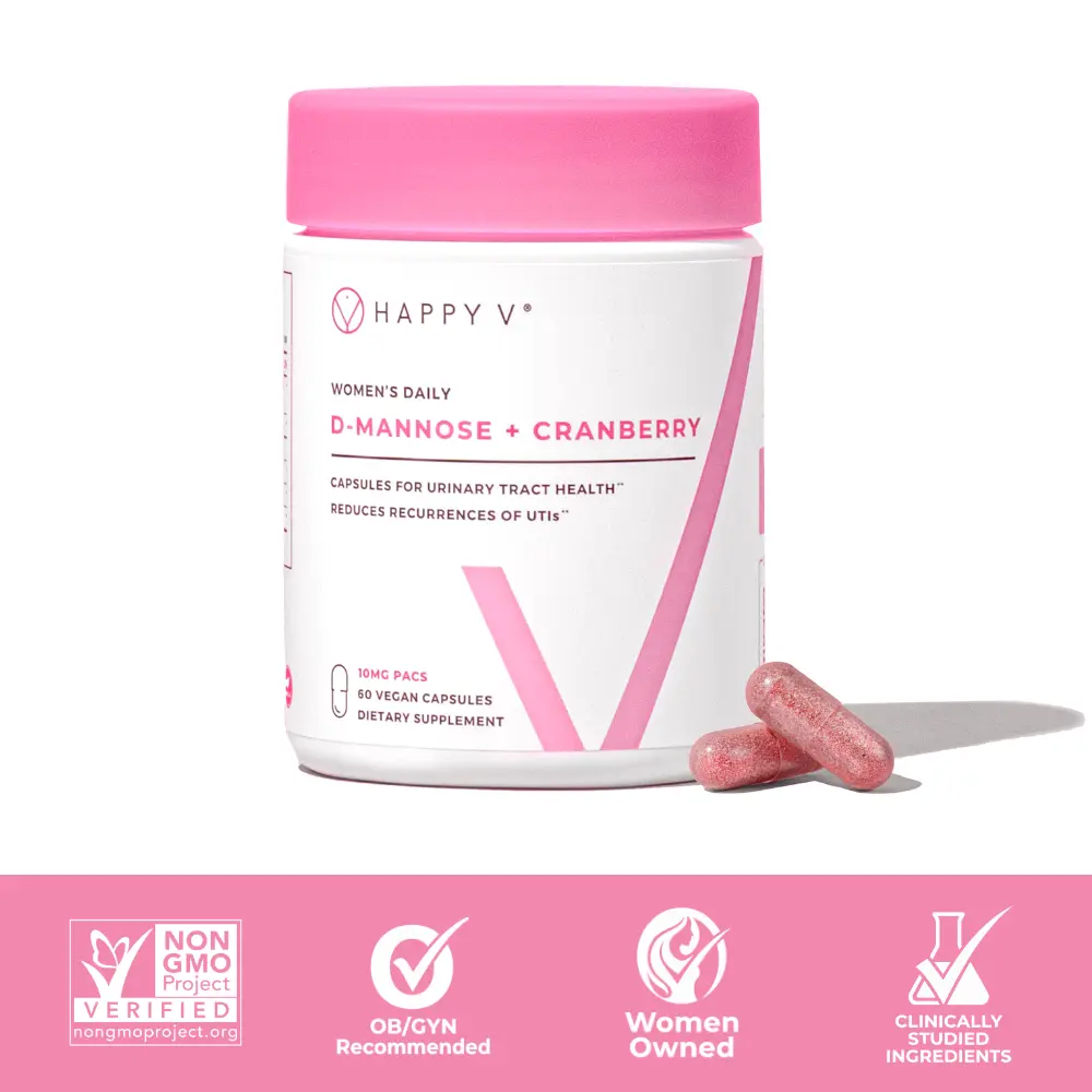 Happy V D-Mannose & Cranberry – Clinically Proven UTI Prevention for Women Healthcare Edible