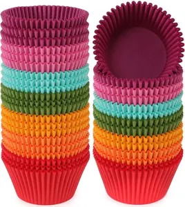 Caperci Bright Rainbow Jumbo Cupcake Liners Extra Large Muffin Baking Cups 300-Count, Odorless, Upgraded & Food Grade Grease-Proof Paper