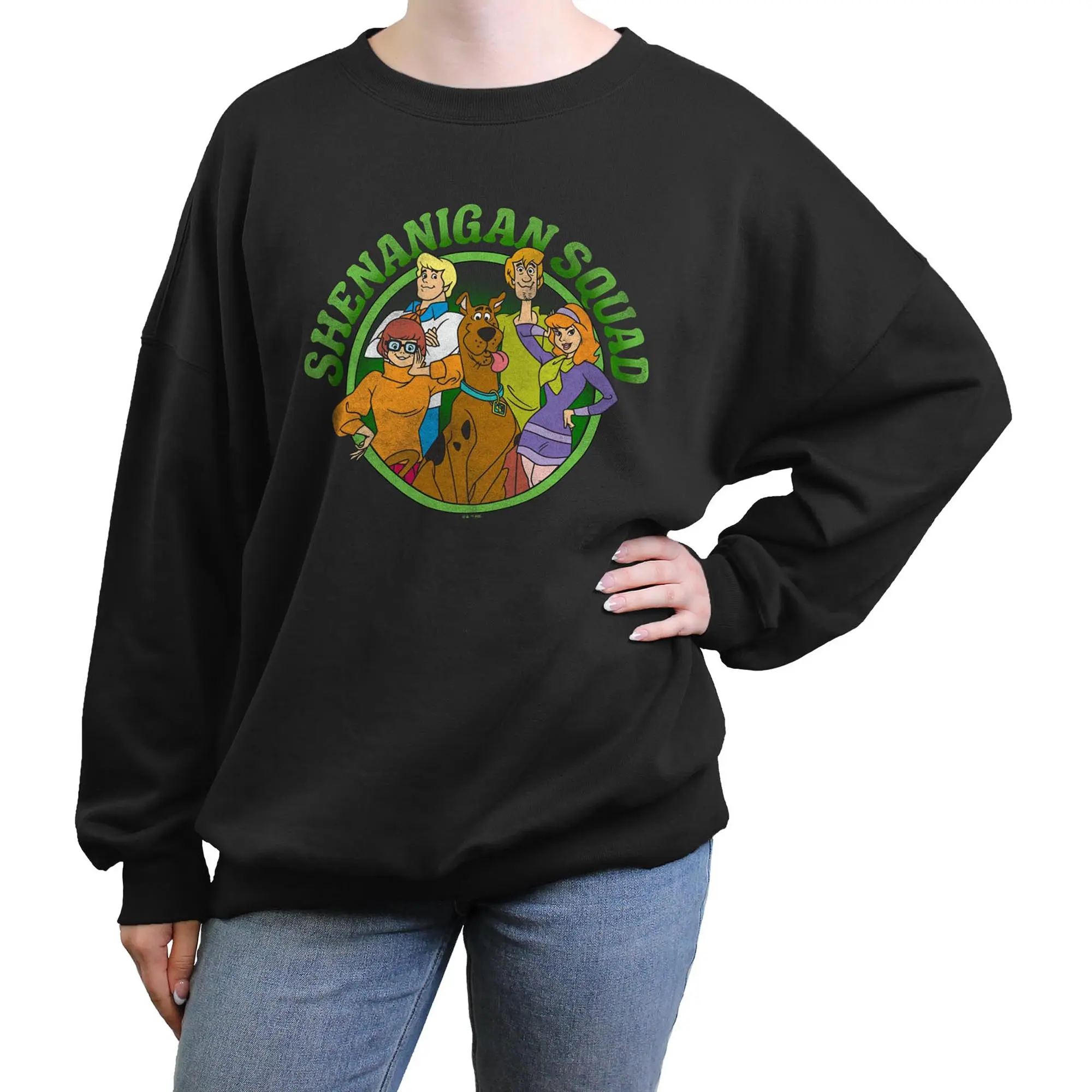 Junior's Scooby Doo Green Shenanigan Squad Badge Sweatshirt