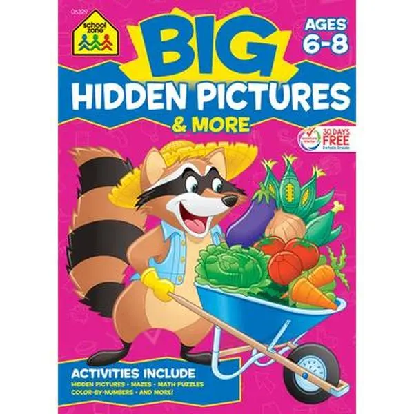 School Zone Big Hidden Pictures & More Kids' English Paperback Book for Imaginative Everyday Learning, 1.49 lbs, 10.6" h x 7.7" l x 0.8" w, Children