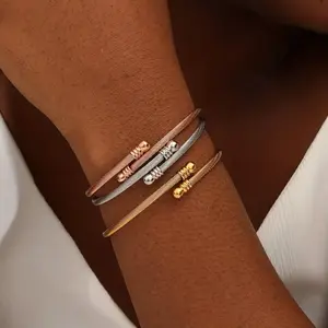 3Pcs Stainless Steel Open Cuff Bracelet Set Minimalist Fashion Jewelry Unisex