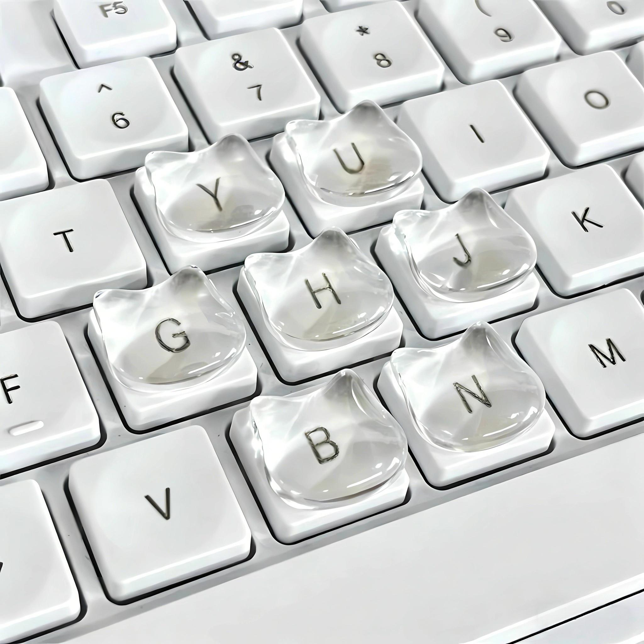 AULA Cat-Shaped Clear Glass Typing Stickers for Long Nails Fully Transparent Sticker Compatible with Desktop Laptop Keyboard & Button Booster Set 30pcs Gaming Keyboard Accessories Nail-Friendly Design AULA Cat-Shaped Clear Glass Typing Stickers for Long Nails Fully Transparent Sticker Compatible with Desktop Laptop Keyboard & Button Booster Set 30pcs Gaming Keyboard Accessories Nail-Friendly Design