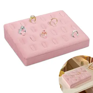 Velvet Jewelry Organizer Tray - 22 Hole Ring Necklace Display Stand,Jewelry Storage Tray Display Case,For Women Jewelry Display ,for Rings Stud Earrings