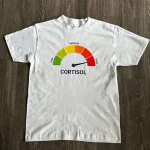 High Cortisol Low Cortisol Funny Casual 100% Cotton Heavyweight Short Sleeve Shirt Graphic Print