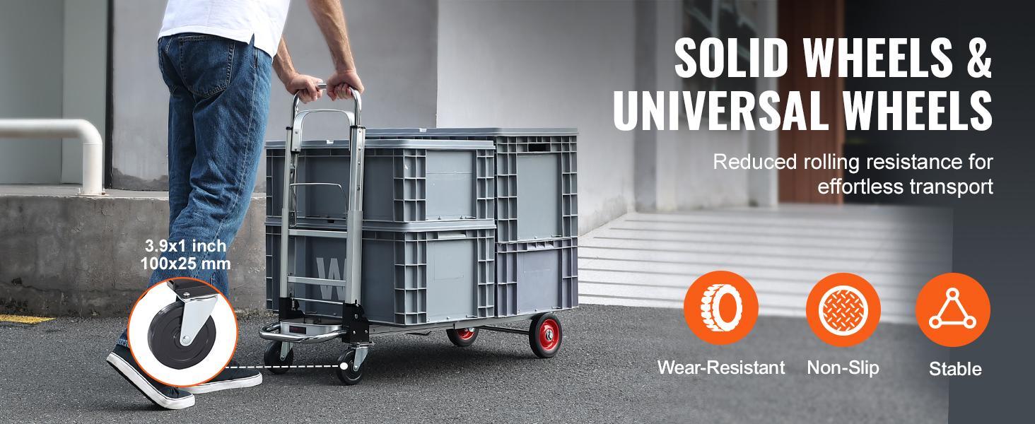 VEVOR Aluminum Folding Hand Truck, TikTokShopBlackFriday, 2 in 1 Design Max 800 lbs Capacity, Heavy Duty Industrial Collapsible cart, Dolly Cart with Rubber Wheels for Transport and Moving in Warehouse, Supermarket, Garden VEVOR Aluminum Folding Hand Truck, TikTokShopBlackFriday, 2 in 1 Design Max 800 lbs Capacity, Heavy Duty Industrial Collapsible cart, Dolly Cart with Rubber Wheels for Transport and Moving in Warehouse, Supermarket, Garden