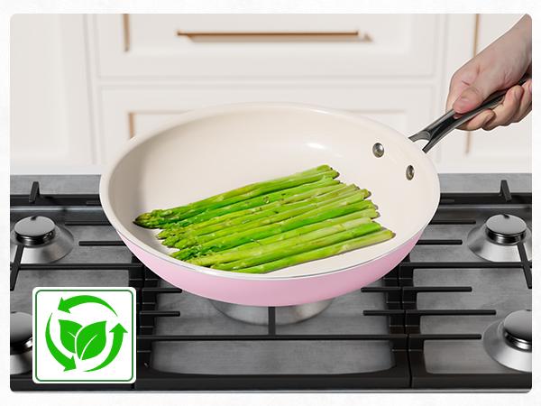 【New Year Deal】Kikcoin 3-Piece Ceramic Nonstick Frying Pan Set – 8" 9.5" 11", PFAS/PTFE/PFOA Free, Non-Toxic, Stay-Cool Stainless Steel Handle, Dishwasher & Oven Safe
