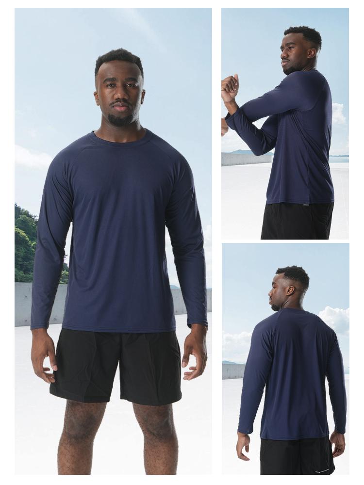 OKP Men's 10-Pack 5-Pack Solid Round Neck Long Sleeve Sport Tee, Quick Drying Breathable Athletic T-shirt for Workout Running, Casual Sportswear for Men, Gym Sweatwear, Fall Outfits, Sports Apparel, Sports Streetwear, Cool Dry Compression Workout Shirt