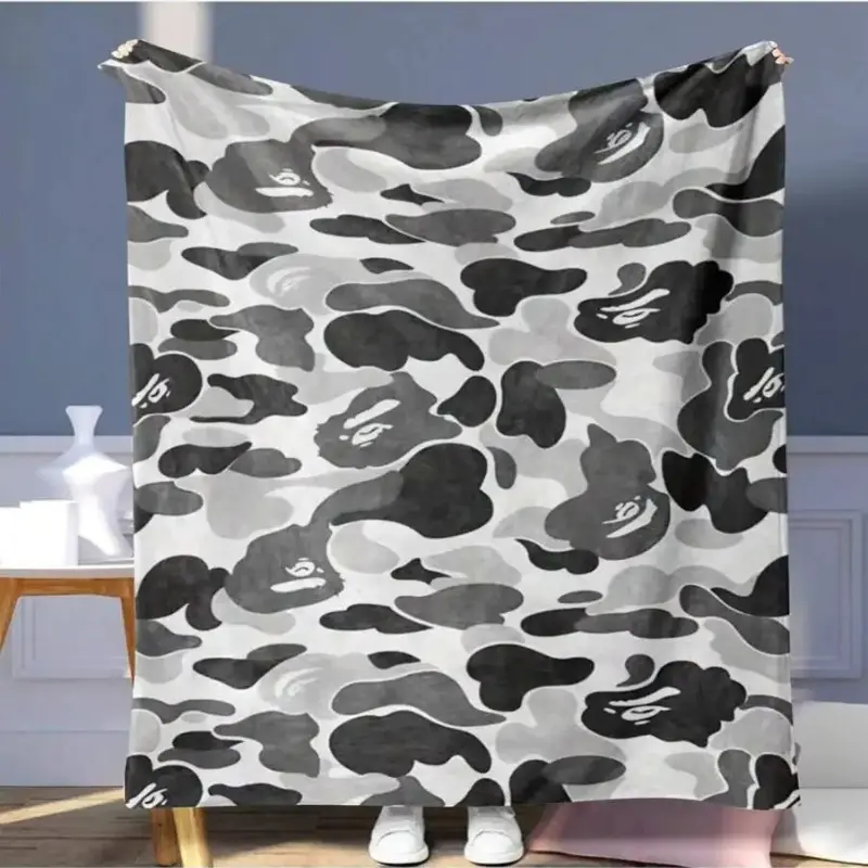 Digital Camo Military Vibes Printed Flannel Blanket - Soft Polyester Knit, Sharp Graphic Print, Warm Cozy Stylish Decorative Throw, Machine Washable for Urban Loft Sofas, Home Decor Blankets, Decorative Blanket, Machine Washable Blanket