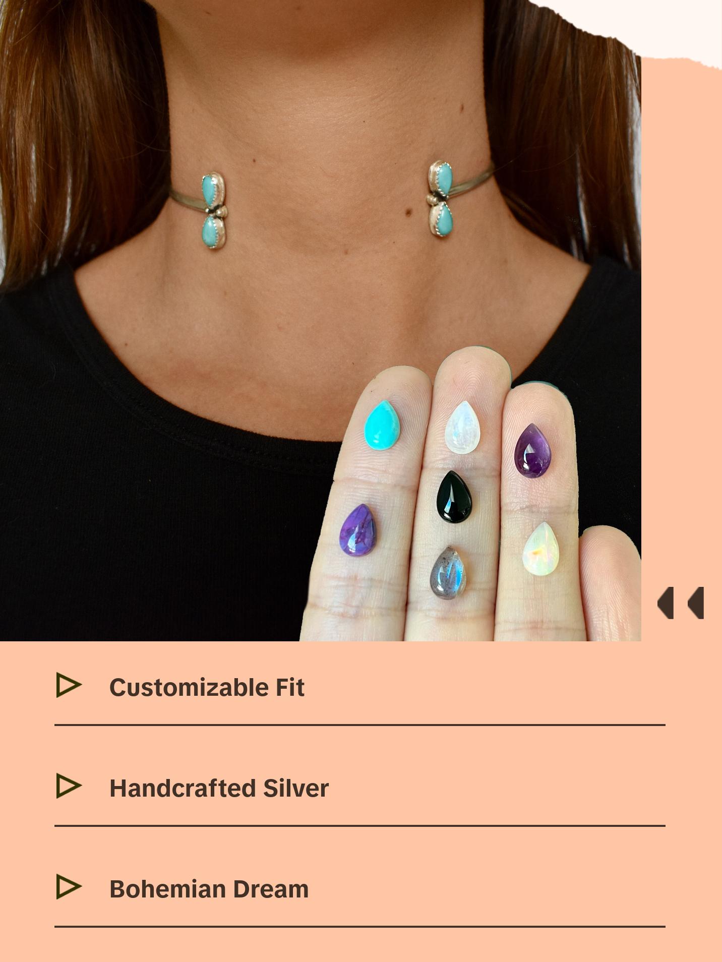 bespoke sterling silver gemstone cuff choker