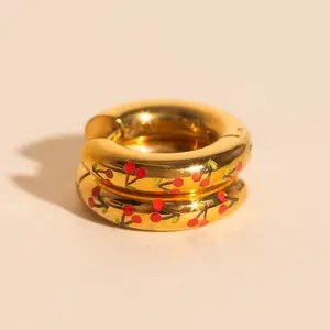 Cherry Chunky Rounded Huggie Hoop Earrings