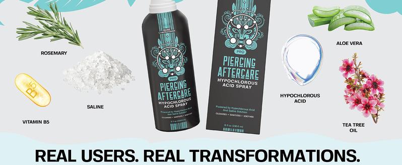 Base Laboratories Hypochlorous Acid Spray 8oz | Piercing Aftercare Spray for Bumps, Keloids & Wounds - Nose, Ears, Belly, & More - Fast Healing Solution Antiseptic Liquid Cleansing Woundspray Aid Base Laboratories Hypochlorous Acid Spray 8oz | Piercing Aftercare Spray for Bumps, Keloids & Wounds - Nose, Ears, Belly, & More - Fast Healing Solution Antiseptic Liquid Cleansing Woundspray Aid