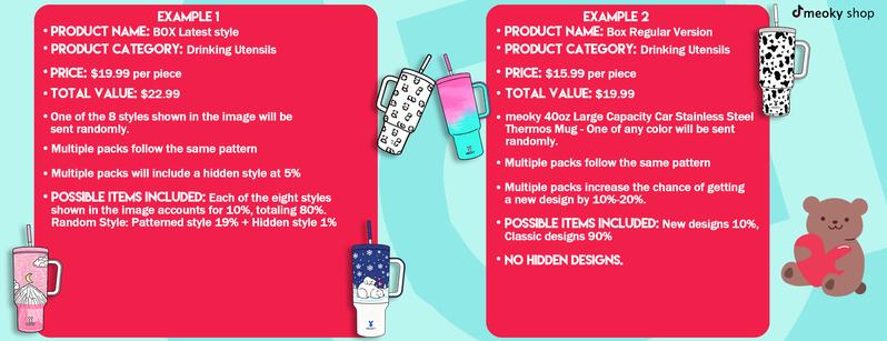 【Meoky Mystery Box】40oz Mystery Meoky Tumbler with Handle and Straw -Leak-proof Lid - Food grade stainless steel Cup - BPA Free - Compatible for Daily use and Traveling (1 Mystery Box 1 cup),Valentine's Day gift